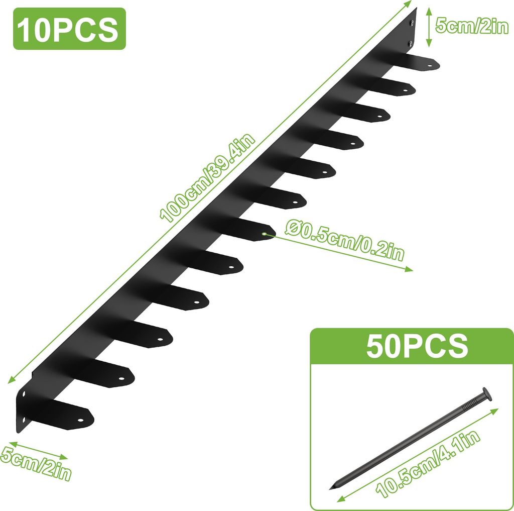 XMTECH pozinkovaný lem trávnika 10 m (H 10 cm) flexibilný s Obrázok produktu 