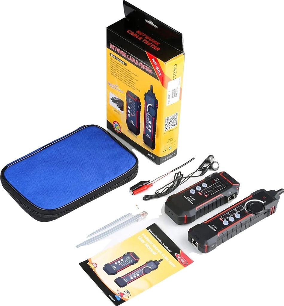 Netzwerkkabeltester, Durchgangs- und Port-Blinkfunktion, RJ11/RJ45-Kompatibilität, NF-802