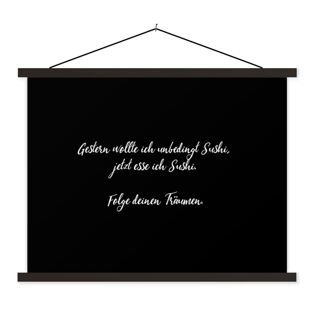 MuchoWow Textilposter Sushi-Liebhaber - Zitate - Sprichwörter - Essen - Folge deinen Träumen 40x30 cm mit schwarzem Rahmen - Dekorationen