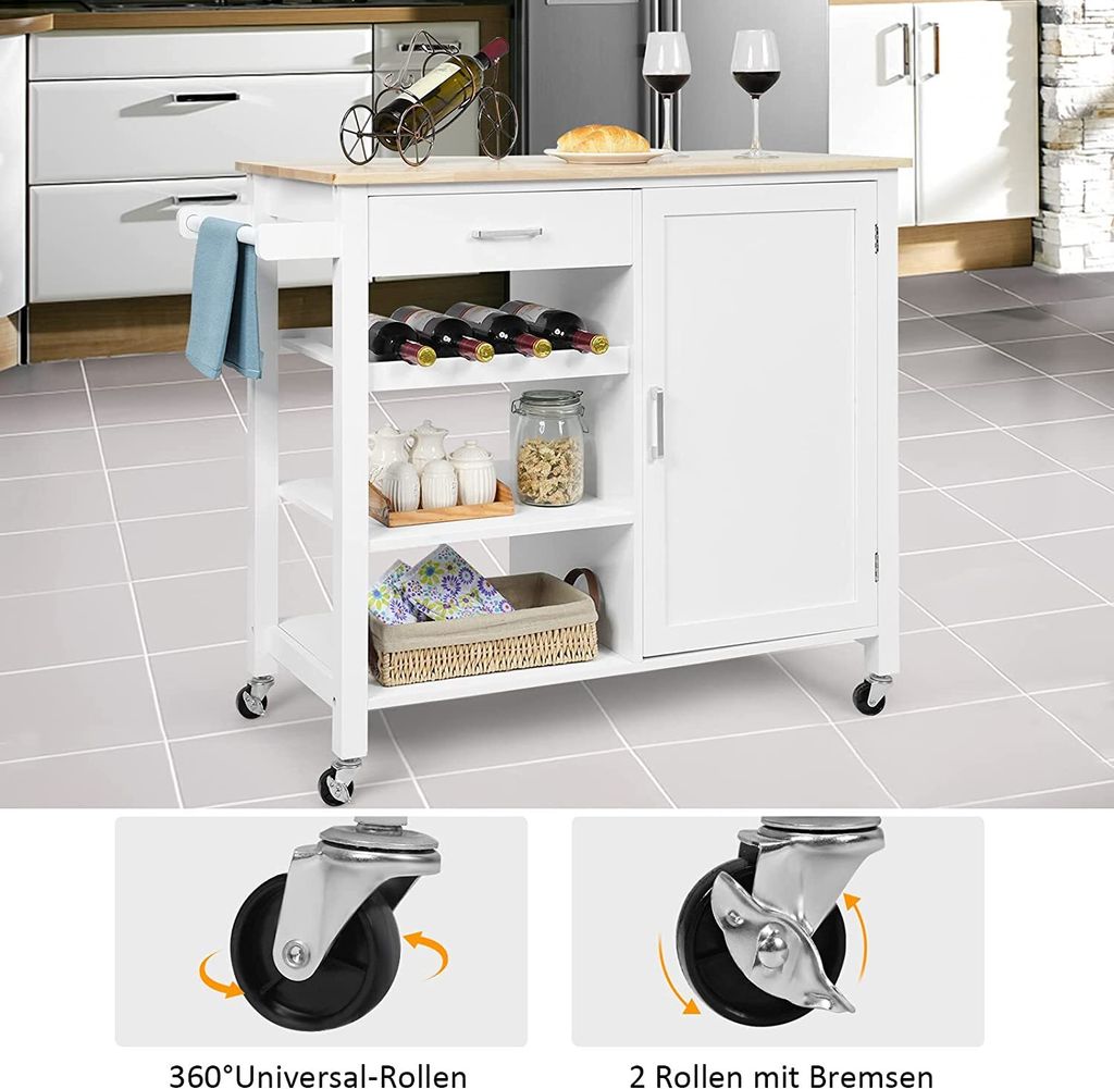 COSTWAY Küchenwagen auf Rollen, Kücheninsel mit Schublade, Produktbild 6