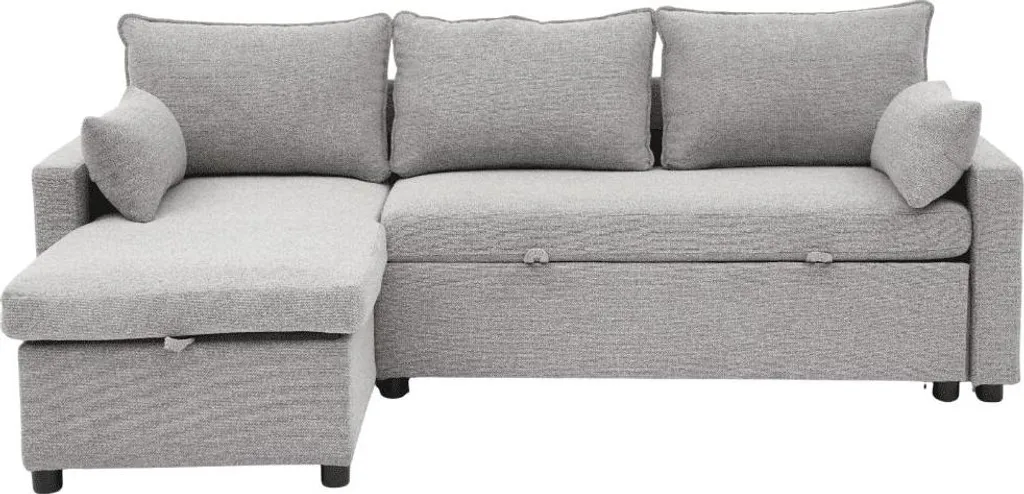 Canapé convertible 3 places L219 cm en tissu avec méridienne LOUISON