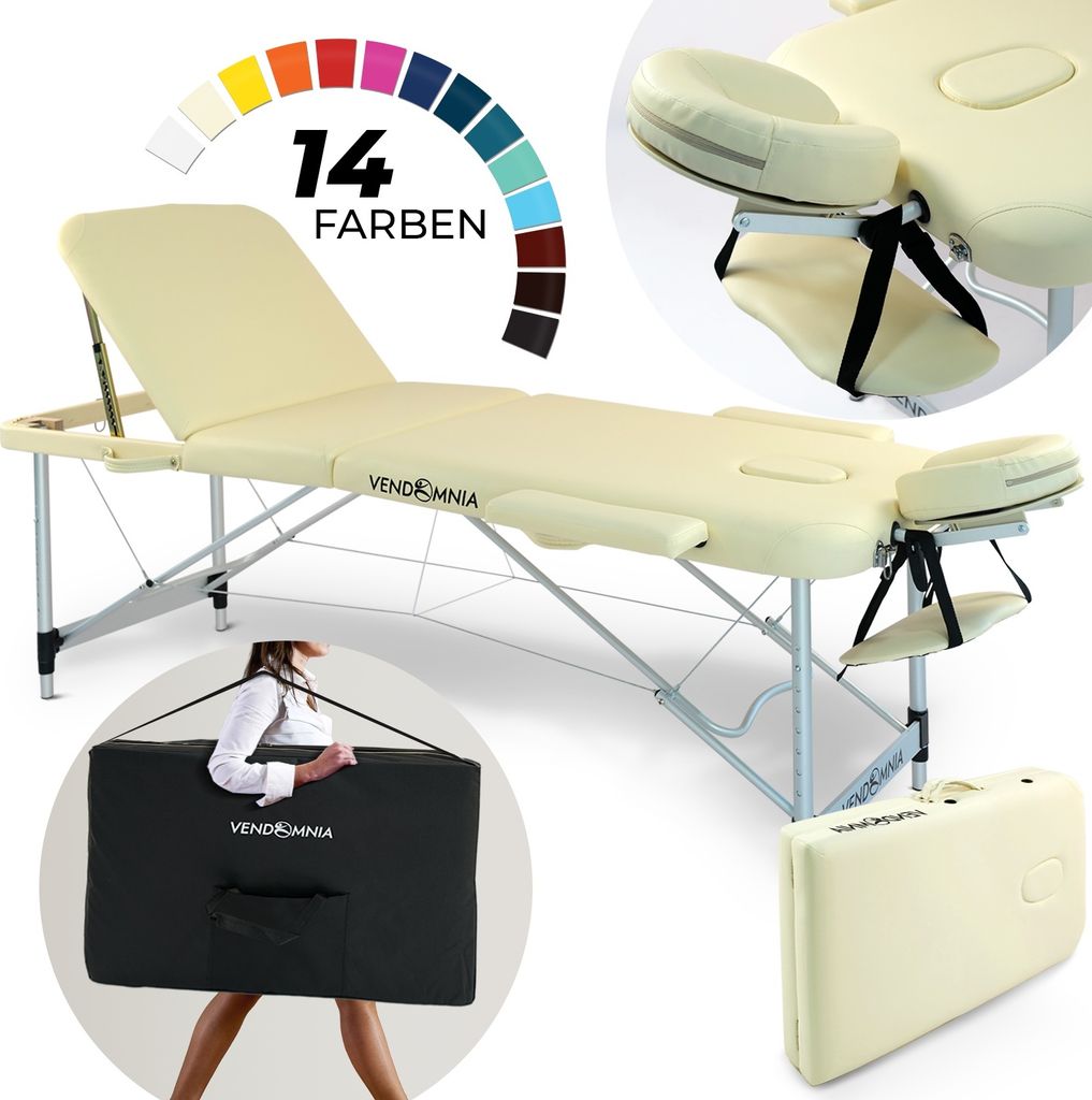 Mobile Massageliege - Alufüße mit 3 Zonen-Klappbar, Produktbild 