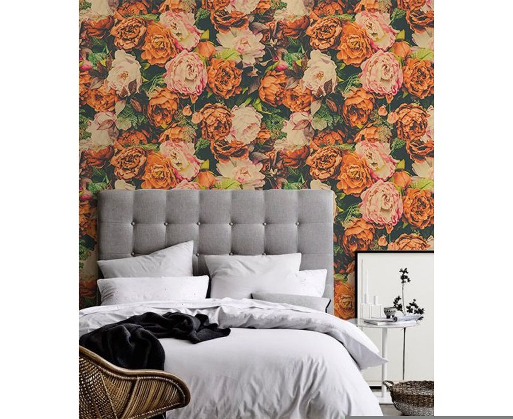 Coloray Fototapete 250x104 cm An Einer Wand Latex Latextapete - Floral Garten Pastellorange