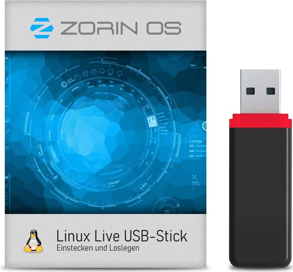 USB-Live Stick: Linux Zorin OS mit 64 Bit 32 GB USB 3.0