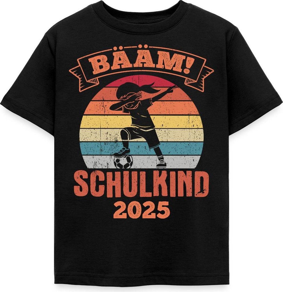 Spreadshirt Bääm! Schulkind 2025 Einschulung Dab Kinder T-Shirt, 110/116 (5-6 Jahre), Schwarz