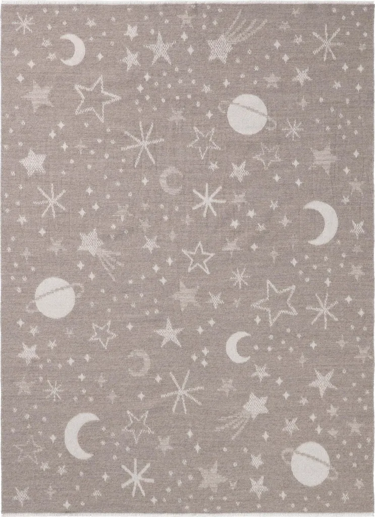 Plaid doux anti-frissons Biederlack Universe taupe 75x100 à franges