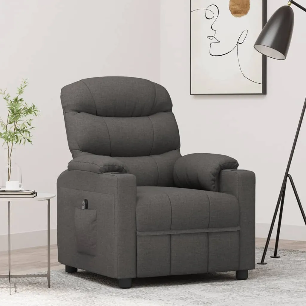 Fauteuil Relax Électrique avec Dossier Inclinable et Tissu Gris Anthracite