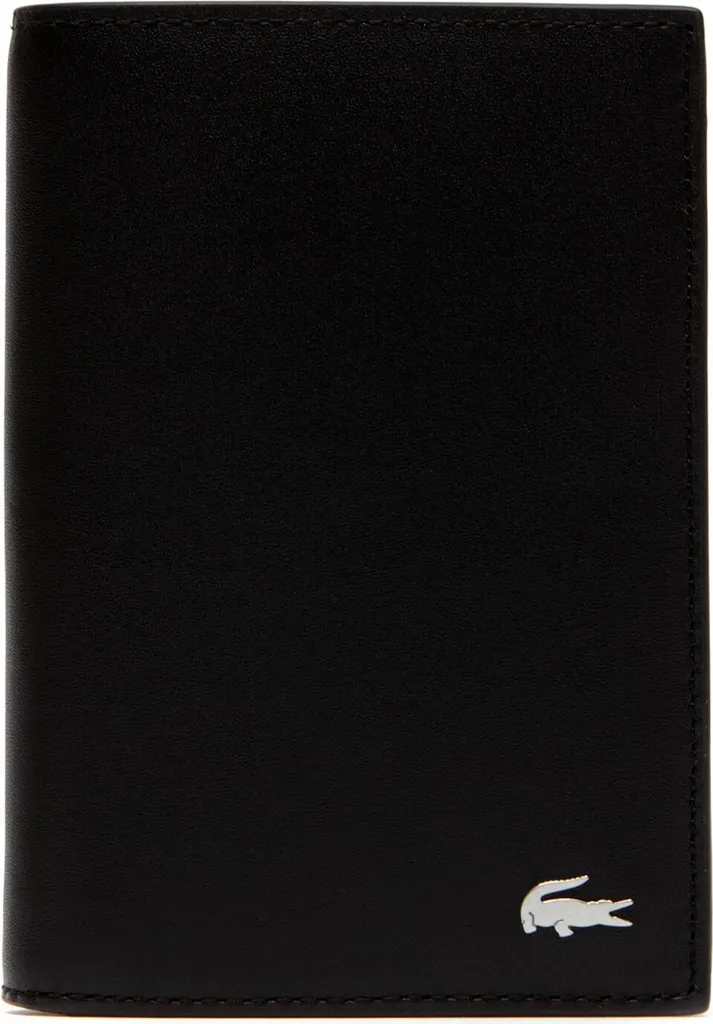Lacoste FG Portefeuille Vertical Homme Noir en Cuir Premium Élégant