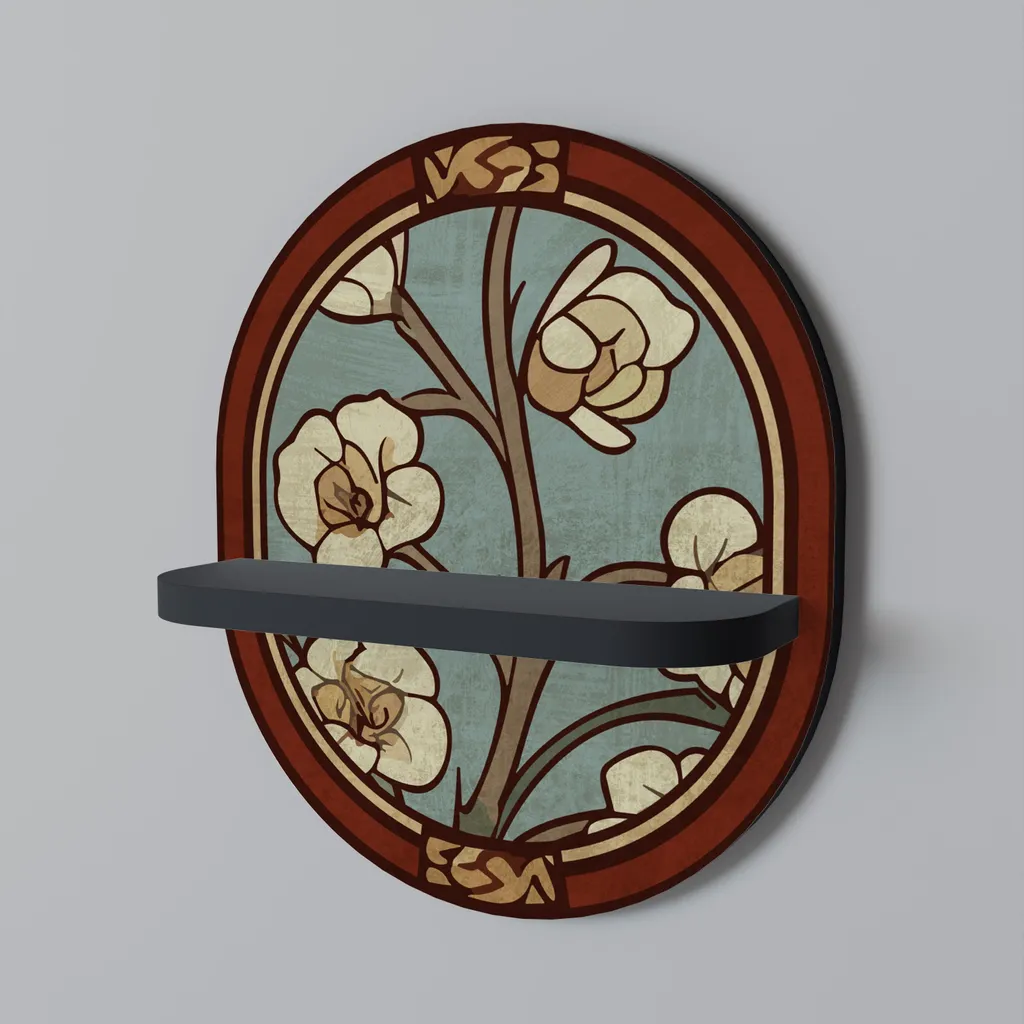 Étagère Murale Ovale Noire en Métal de Style Baroque pour Salon Design