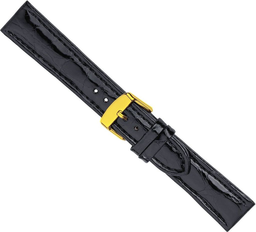 Ersatzband Uhrenarmband Leder Band schwarz 26577G, Stegbreite:18mm