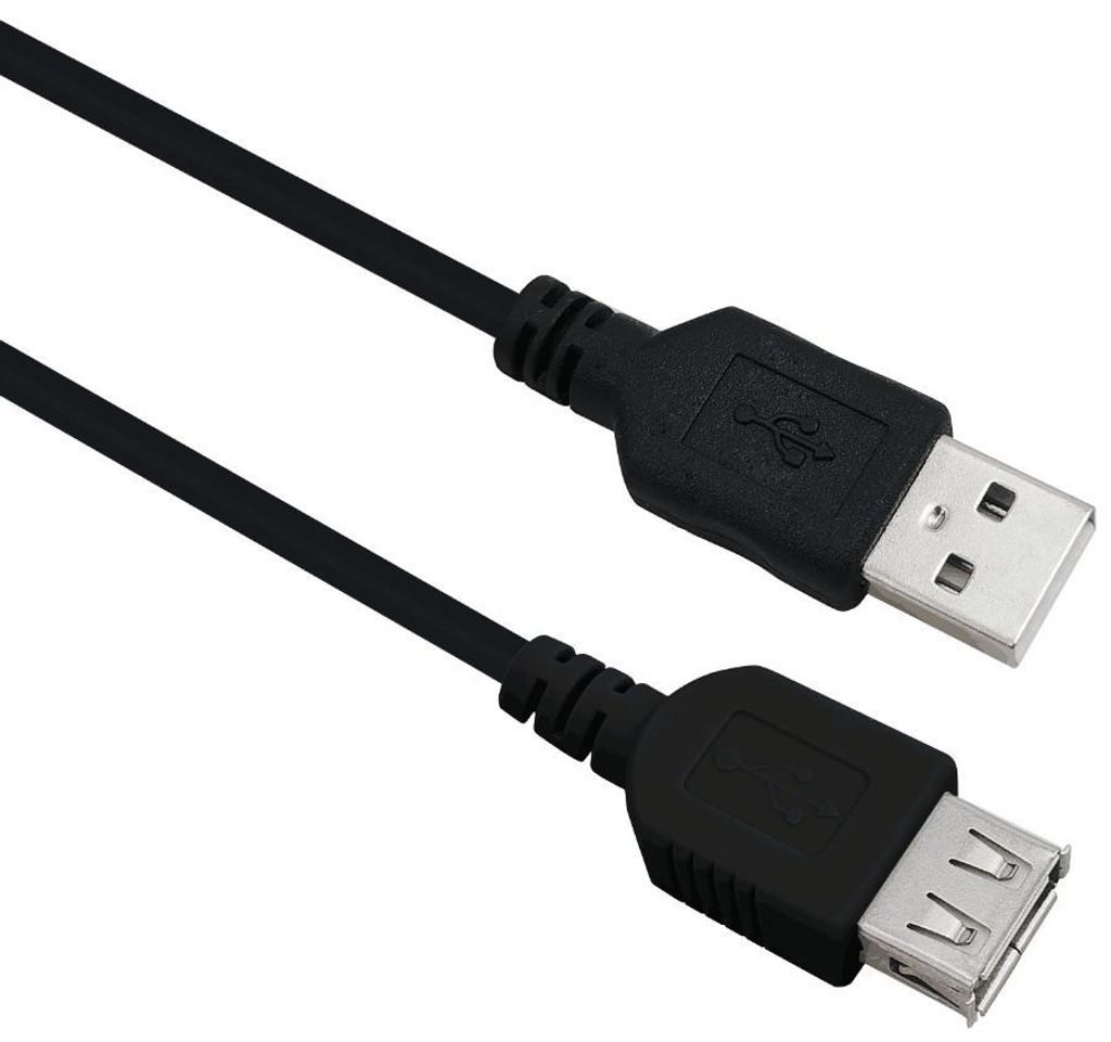 helos Verlängerungskabel, USB 2.0 A Stecker/A Buchse, 0,5m, schwarz