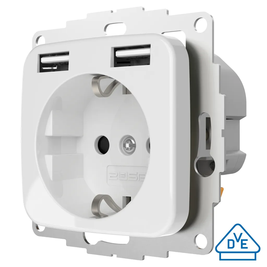 Prise USB encastrée blanche Reflex Si Busch Jaeger double port - 3