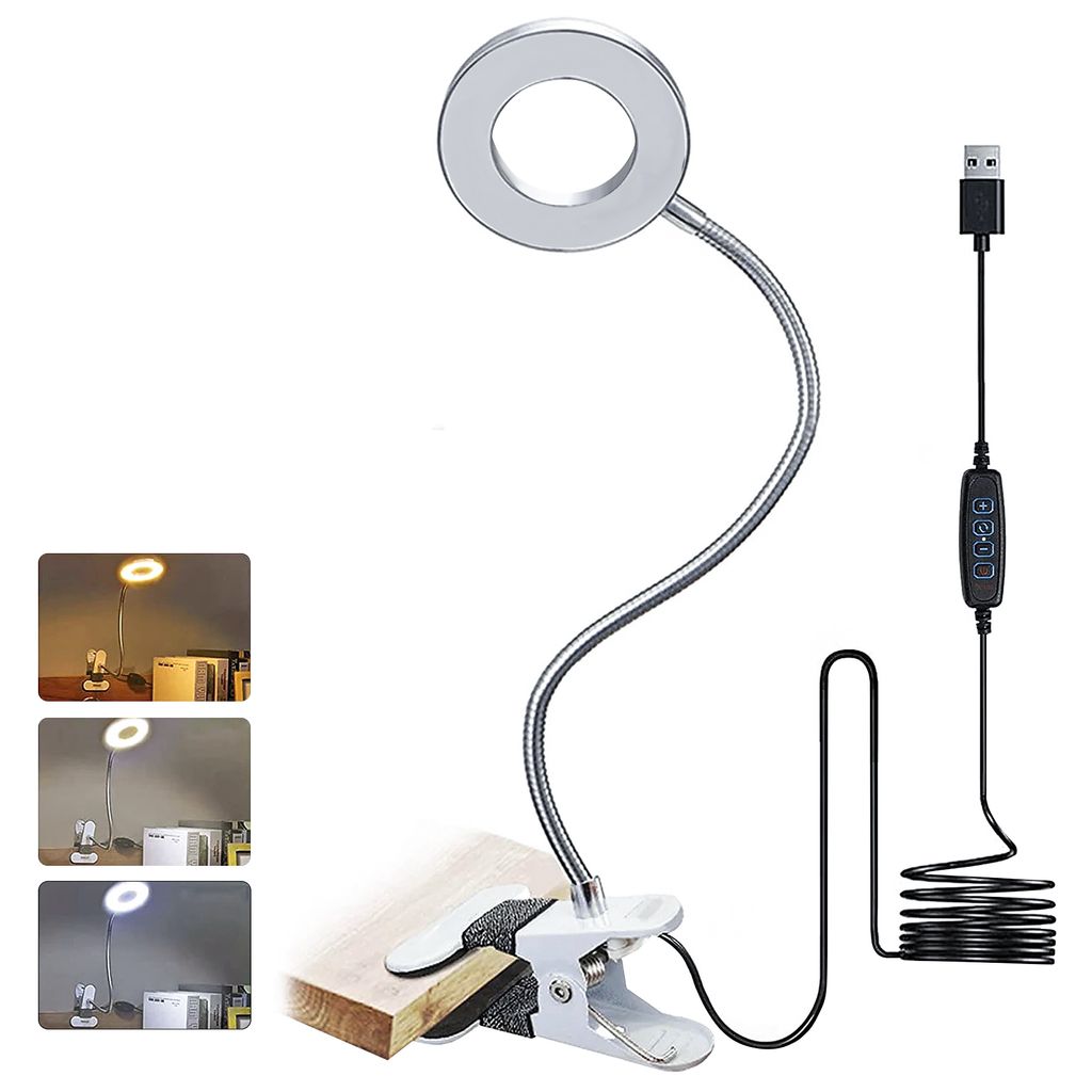 ITayga LED-Klemmlampe Dimmbar - 3 Farben, 10 Helligkeiten, Schwanenhals