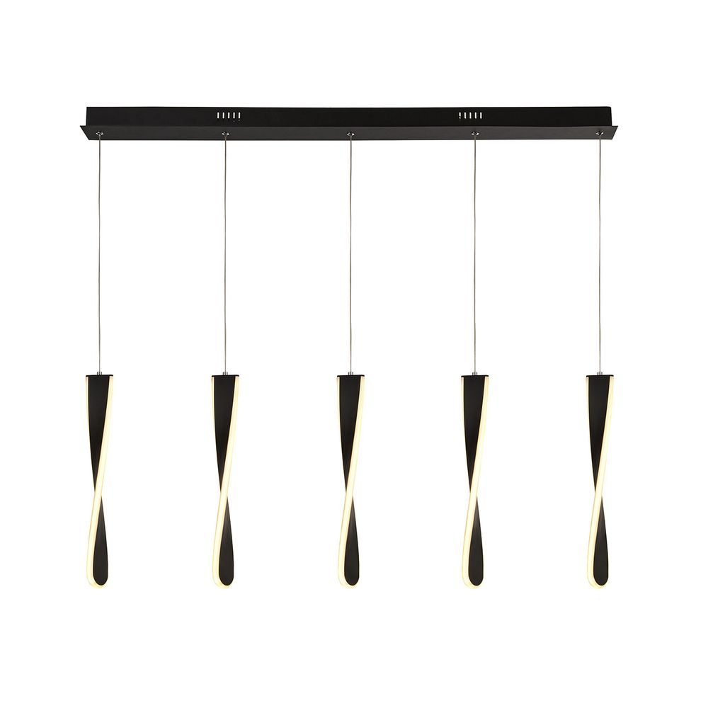 LED Pendelleuchte, Metall schwarz chrom, H 120 cm
