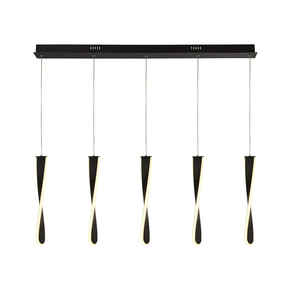 Suspension Barre LED Noire 5-flamme : Fini les Zones d'Ombre au Salon