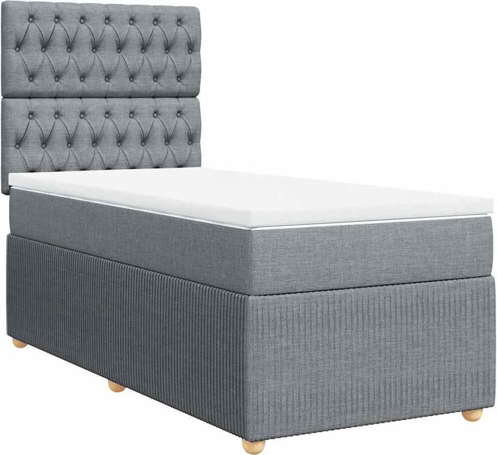 vidaXL Boxspringbett mit Matratze Hellgrau 90x190 cm Stoff