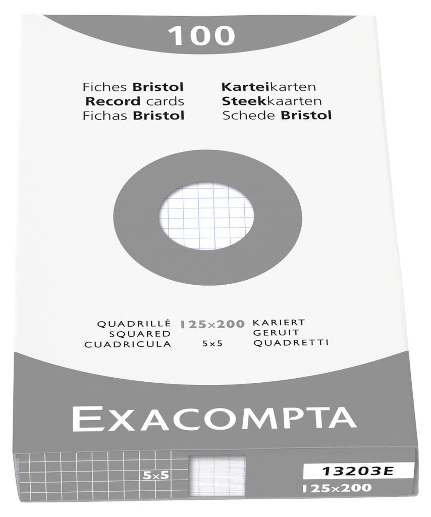 EXACOMPTA Karteikarten 125 x 200 mm kariert weiß 100 Karteikarten