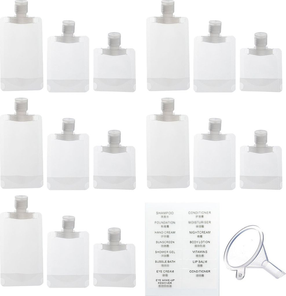 Reise-Flüssigkeits-Make-up-Packbeutel, 15 Stück für Toilettenartikel, tragbarer Flüssigkeitsbehälter für Lotion, Shampoo, Gesichtscreme (30 m...