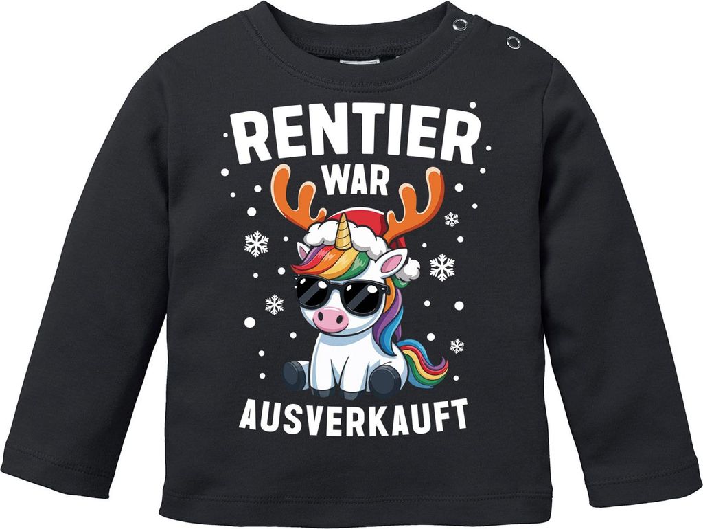 Baby Langarmshirt Spruch Lustig Rentier war t Einhorn Schaf Ente Katze XMAS Weihnachtsoutfit Jungen Mädchen Moonworks