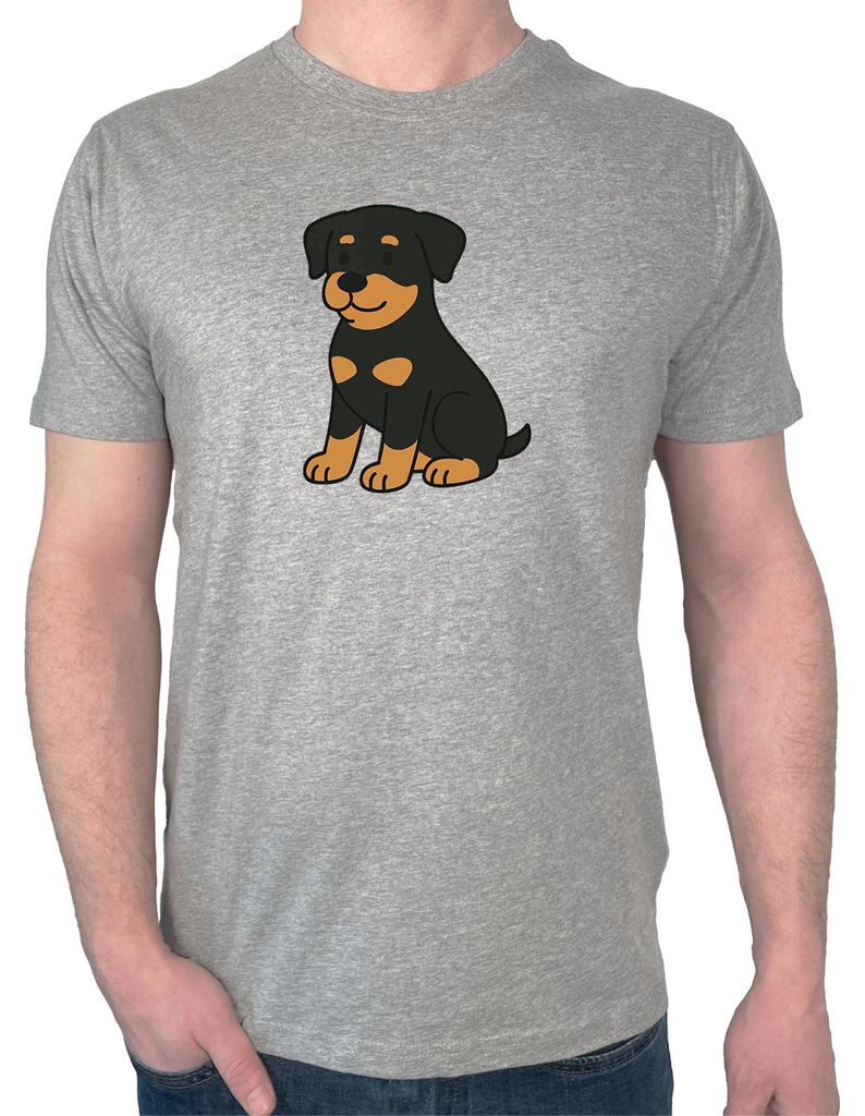 Huuraa Herren T-Shirt Rottweiler Rotti Comic XL Sport Grey Bio Baumwolle Fairtrade Herrenshirt Geschenkidee