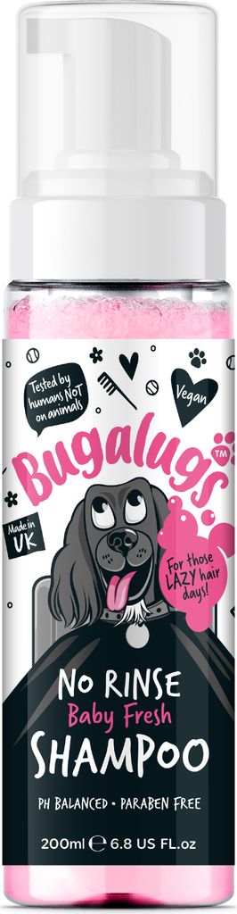Bugalugs Trockenshampoo Hundeshampoo ohne Wasser 200ml Baby Fresh