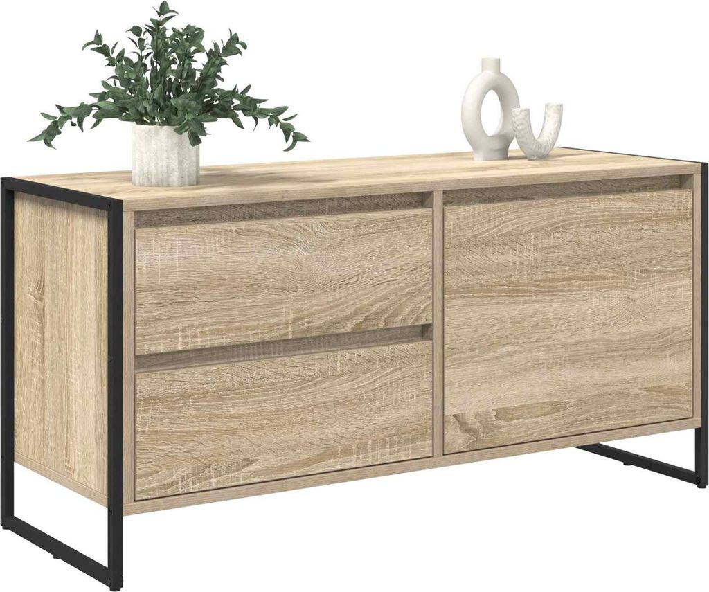 (Design 2026) TV-Schränk Sonoma 100 x 36 x 49.5cm Holzwerkstoff - HOMMIE 208341 - TV-Schränke