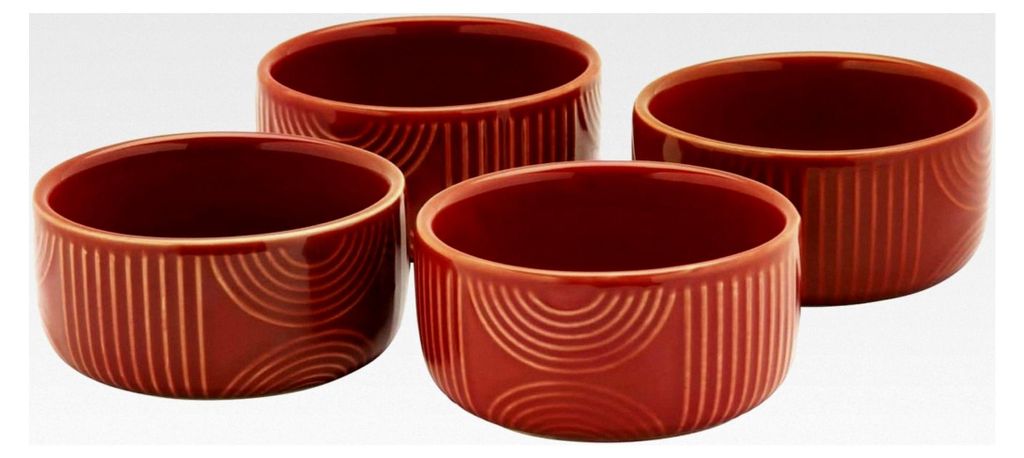 Set von 4 runden Auflaufformen – Serie Arc – Ø 8,5 cm Terracotta – Keramik in Geschenkverpackung