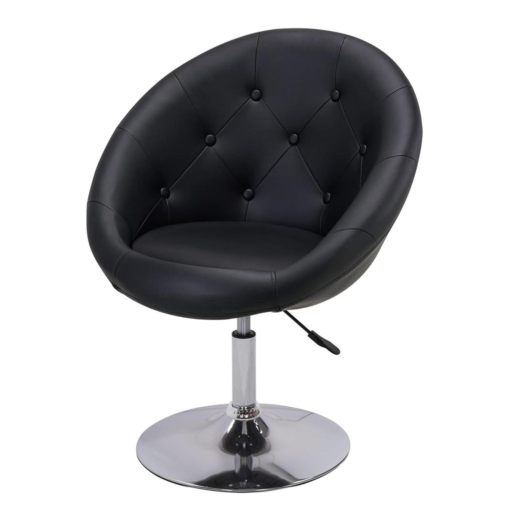 Duhome Clubsessel Loungesessel Höhenverstellbar Cocktailsessel Schminktisch Stuhl aus Kunstleder, Schwarz