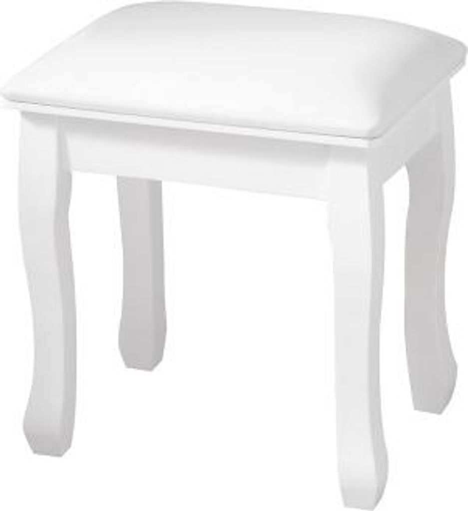 Weiss 43x33x45 cm Quadratischer Schminktisch Hocker Gepolsterter Moderner Makeup Bank Hoch Elastische Baumwolle Mit Geschwungenen Beinen