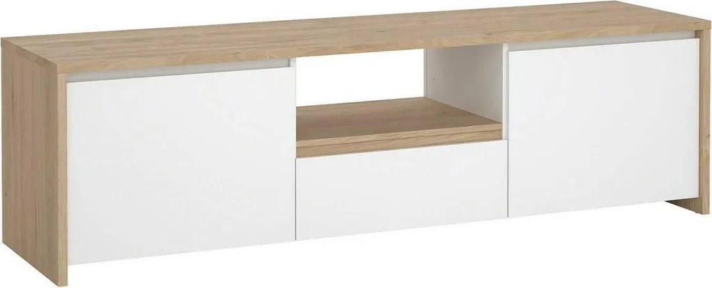 Meuble TV anti-désordre chêne brun 179 cm avec tiroir et niches