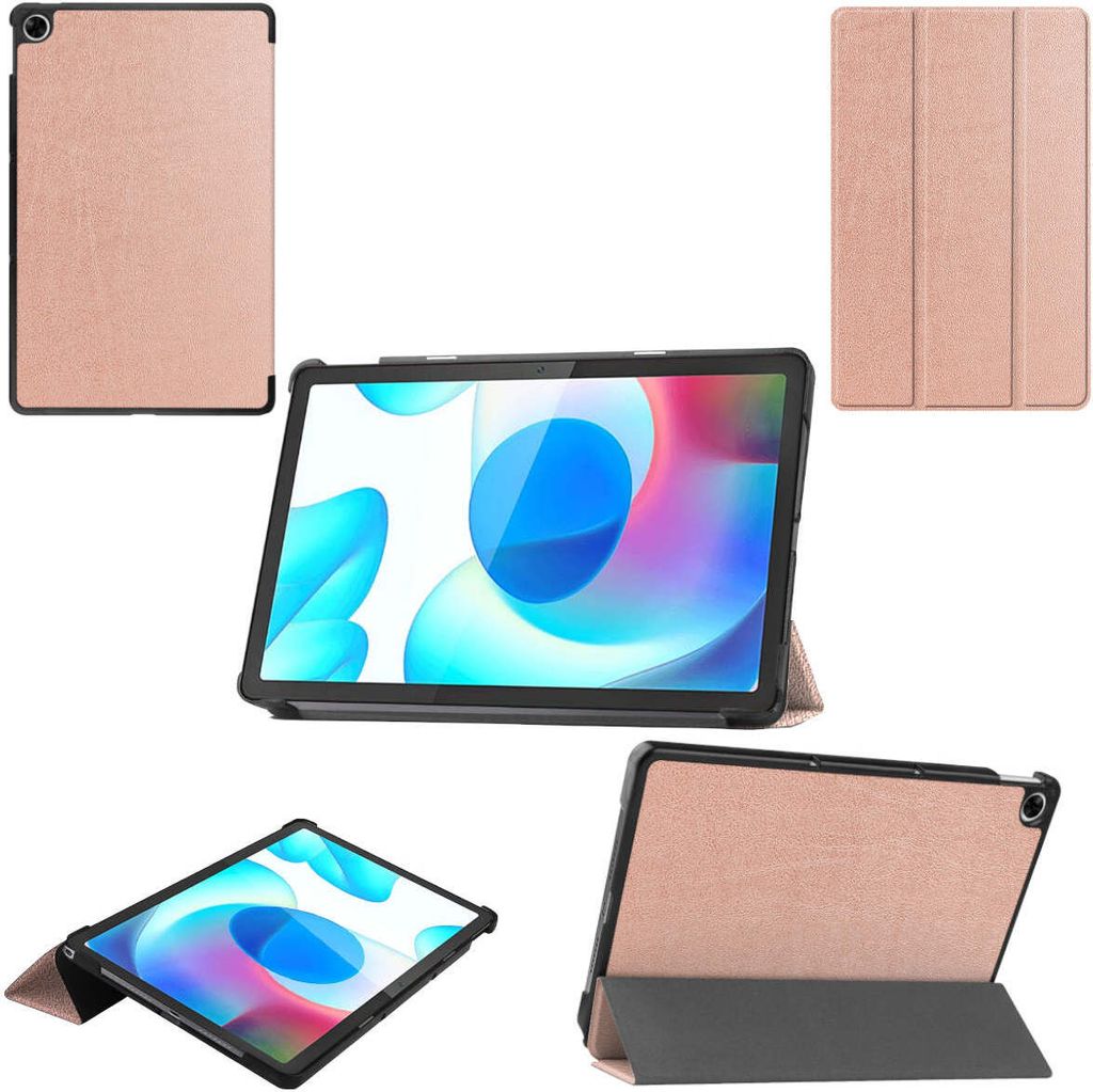 Für Oppo Realme Pad 10.4 3folt Wake UP Smart Cover Rose Gold Tablet Tasche Etuis