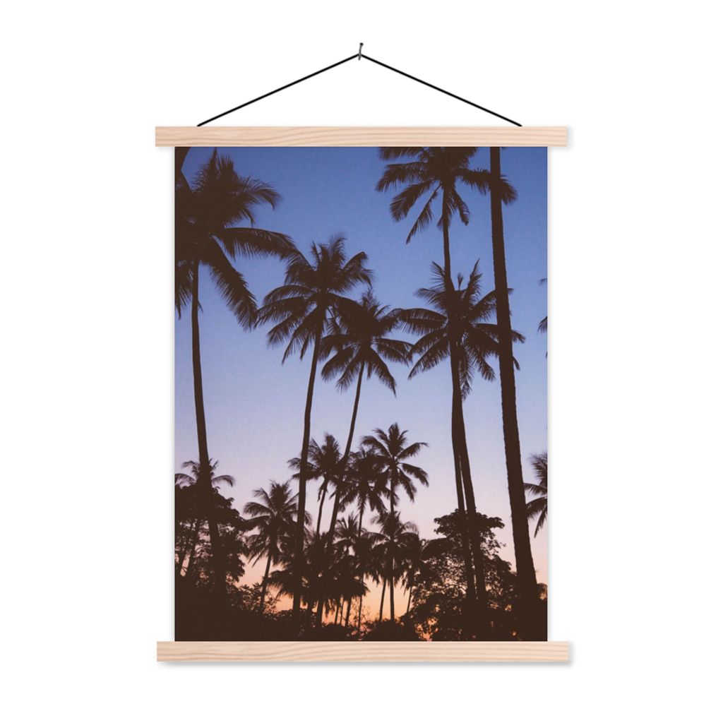 MuchoWow Textilposter Palme - Tropisch - Sommer - Himmel 40x53 cm mit holzfarbenen Rahmen - Schlafzimmer