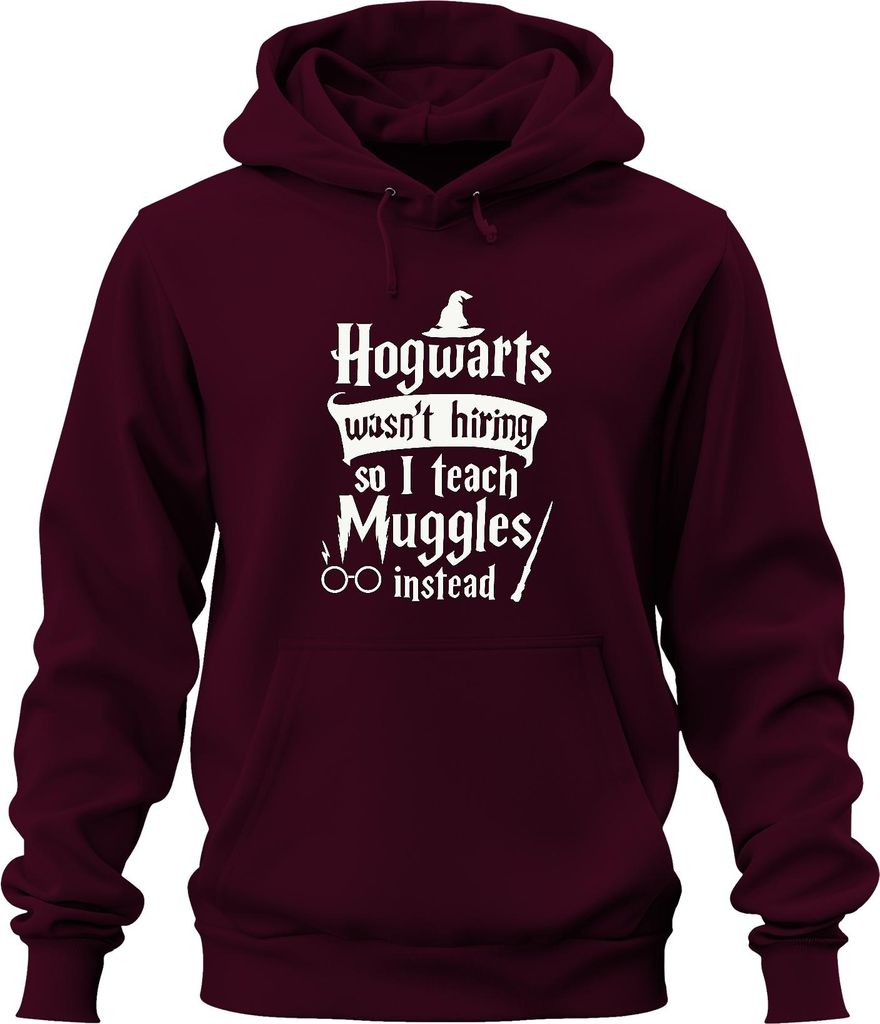 Hogwarts wasn't hiring Muggle Zauberer Lehrer Halloween Kostüm Uni Hoodie Kapuzenpullover, Burgundy, XL