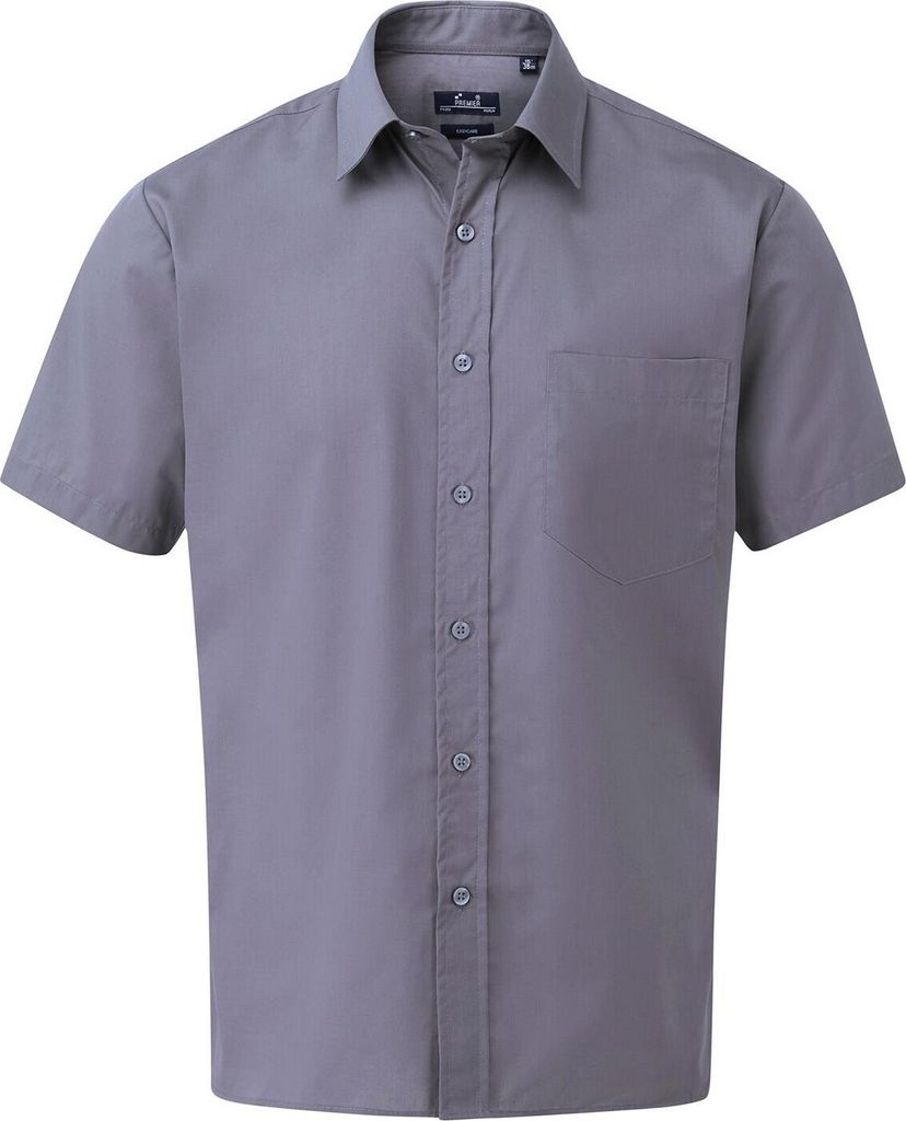 Premier Herren Popelin-Hemd, kurzärmlig PC3227 (20) (Stahl)