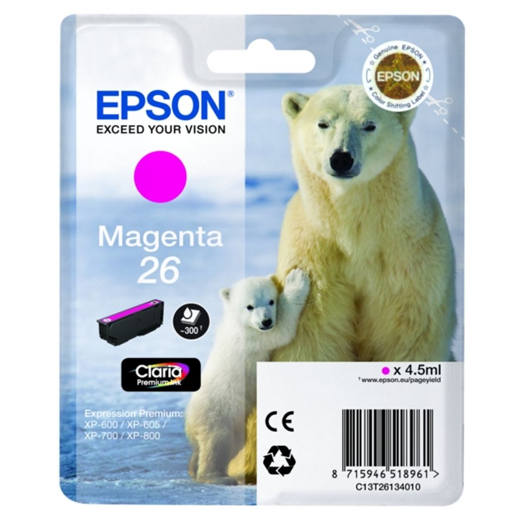 Epson Polar bear Singlepack Magenta 26 Claria Premium Ink