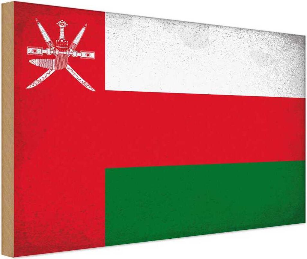 vianmo Holzschild 12x18 cm Oman Vintage Flagge Fahne Wappen
