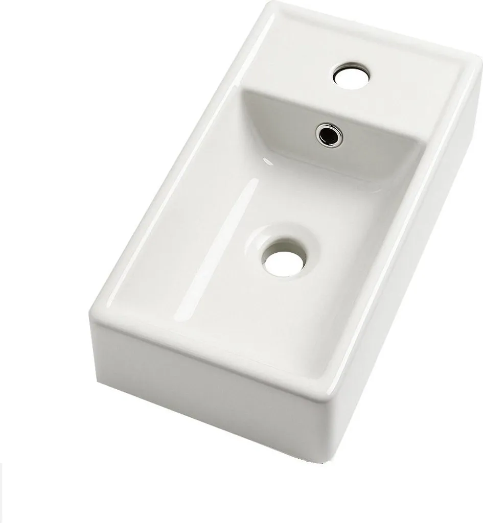 Lave-mains rectangulaire Apollo 40x22 cm en céramique blanche de haute qualité