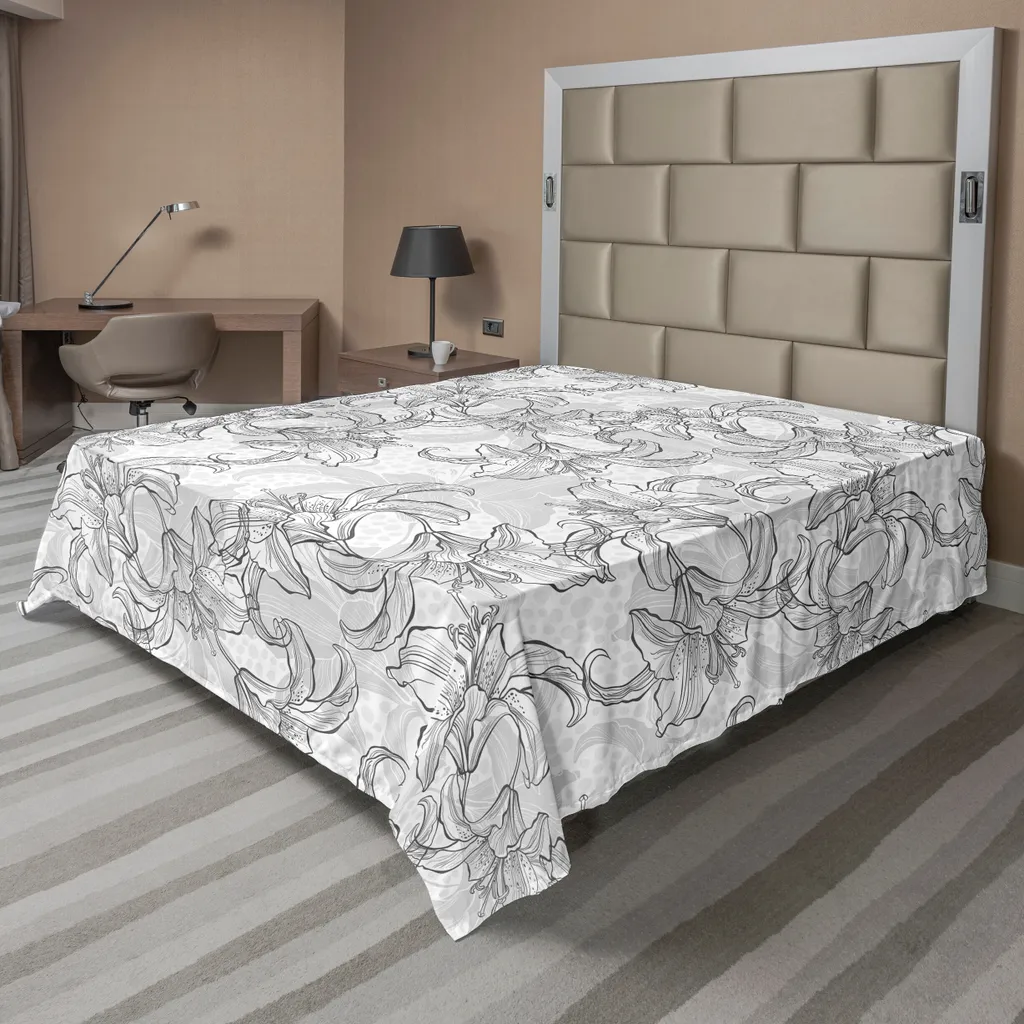 Lenzuolo Sopra ABAKUHAUS Fiori Vintage Grigio 244x205cm Morbido