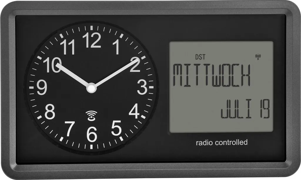 Pendule murale radio-pilotée avec affichage digital de la date précise - 2