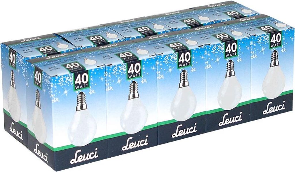 10 x Leuci Glühbirne Tropfen 40W E14 MATT Glühlampe 40 Watt Glühbirnen Glühlampen