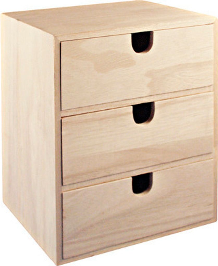 Holz Komödchen 21,5x14,5x16 cm mit 3 Schubladen Produktbild 