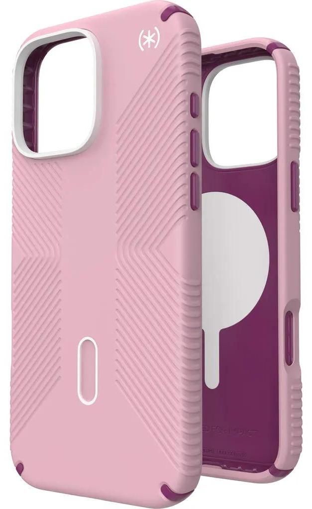Speck Presidio2 Grip ClickLock & MagSafe - Etui iPhone 16 Pro Max (Mittwoch Rosa / Boysenberry Lila / Weiß)