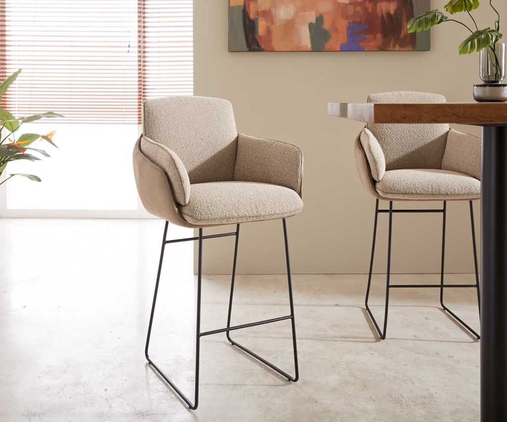 DELIFE Barstuhl Luan-Flex Materialmix Schlamm Kufengestell Metall