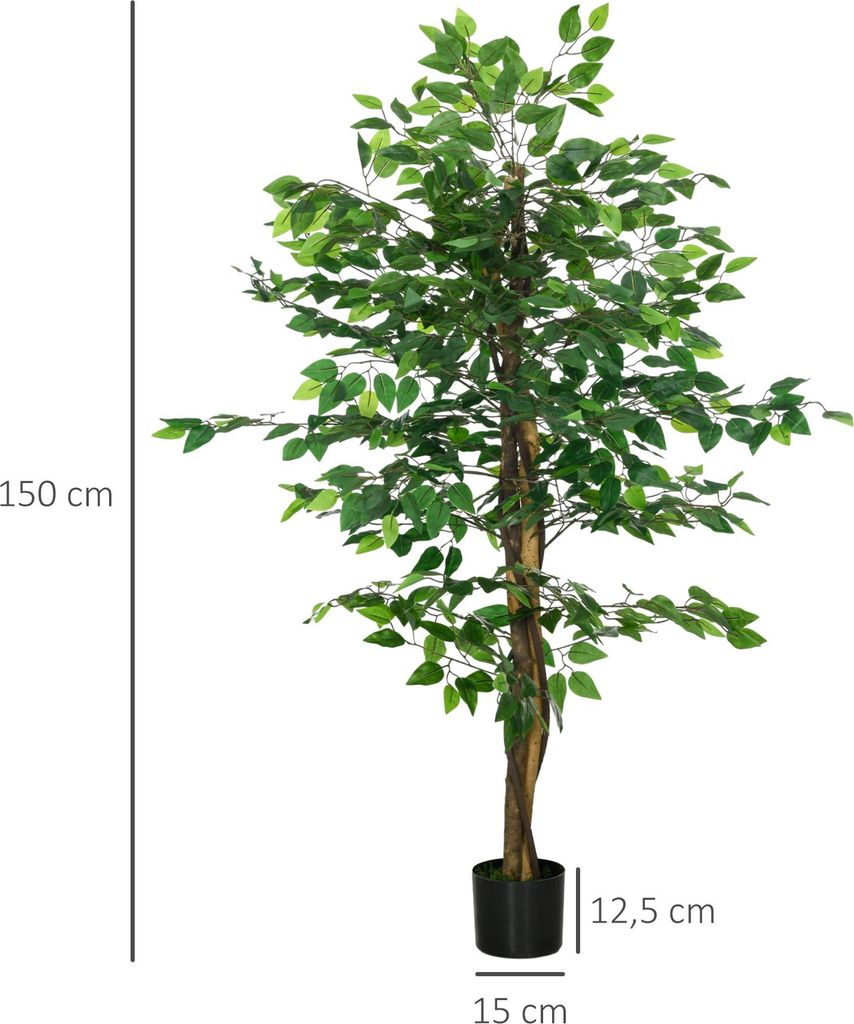 HOMCOM Kunstplant, 150 cm, kunstplant met sierpot, Productafbeelding 