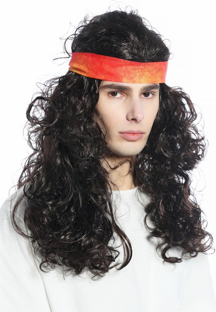 WIG ME UP Perücke Stirnband lang Locken lockig braun Hippie Produktbild 