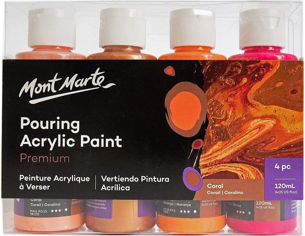 Mont Marte Premium Pouring Acrylfarbe, 4 x 120 ml, Farbe Produktbild 