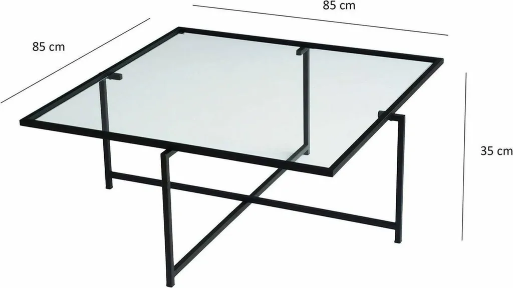 Table Basse Mascate Noire 85x85 cm - Surface Robuste Entretien Facile