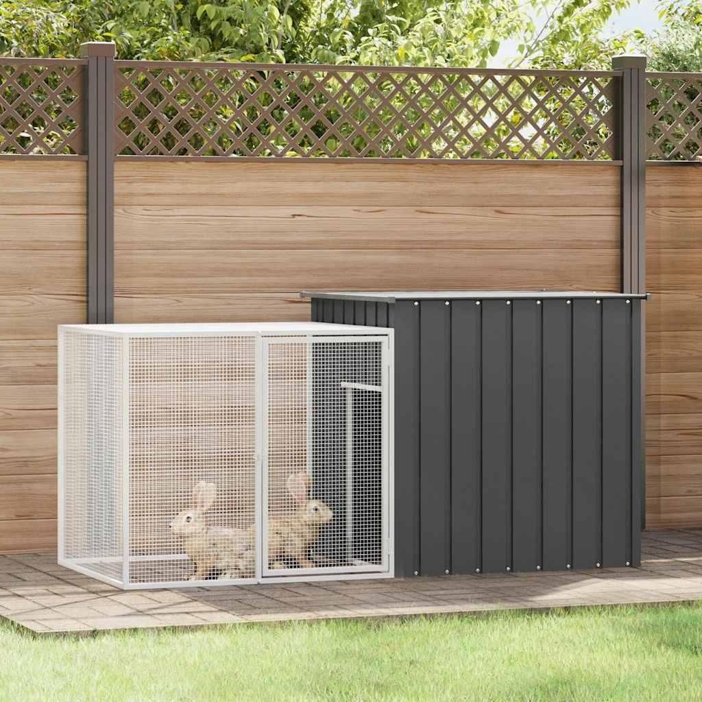vidaXL Klatka dla królików antracyt 200x91x100 cm Stal Zdjęcie produktu 