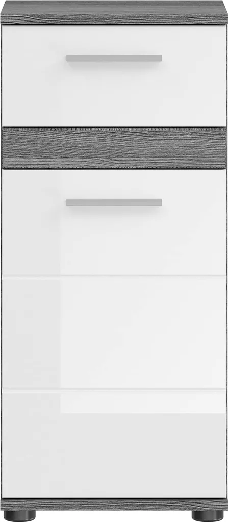 Commode Rootz Blake blanc brillant meuble de rangement salle de bain