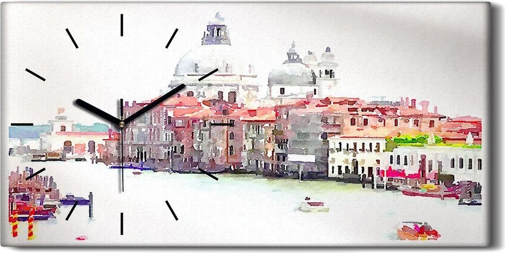 Wanduhr Bürouhr Leinwand Bild Geräuschlos Kunstdruck 60x30 Venedig Italien Stadt - schwarze Hände